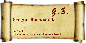 Greger Bernadett névjegykártya